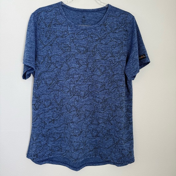 Kerrits Short Sleeve Vented Horse Outline Shirt Blue Equestrian Size XL - Picture 1 of 7